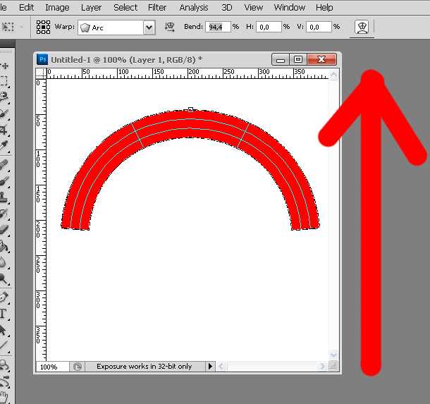 Как сделать полукруг в фотошопе