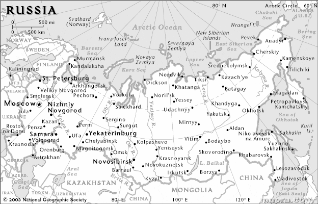 Карта россии черная белая