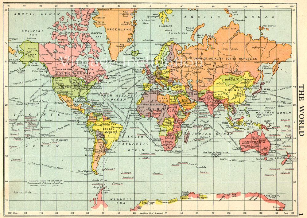 Карта мира 1910