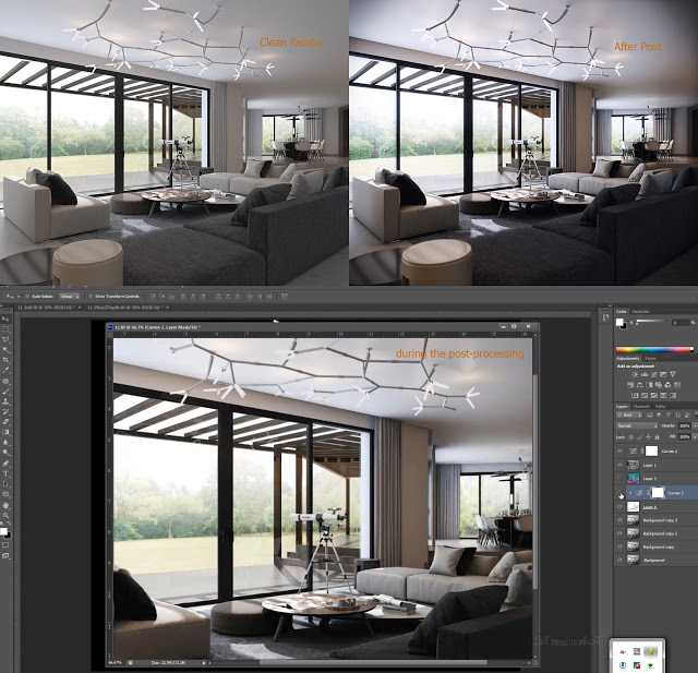 Постобработка интерьера в photoshop