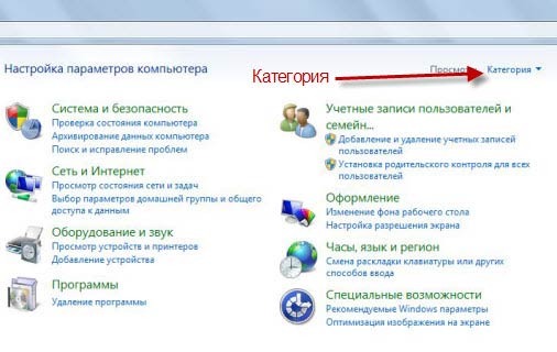 Панель управления Windows 7