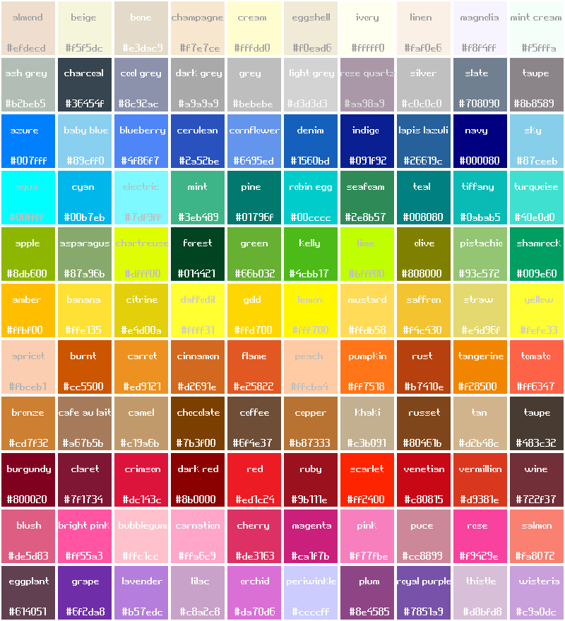 Color hex code. Hex код цветов. Палитра цветов hex. Таблица цветов с кодами. Палитра цветов с кодами.