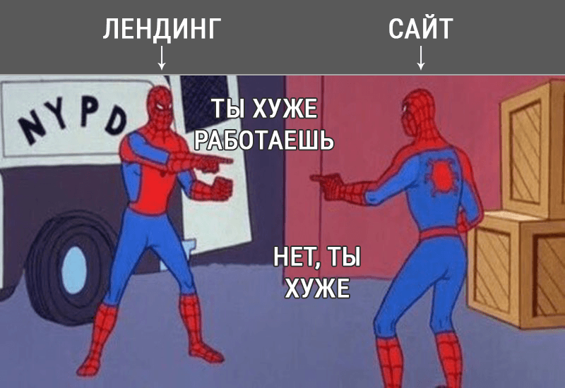 Таблица сравнения сайта с лендингом