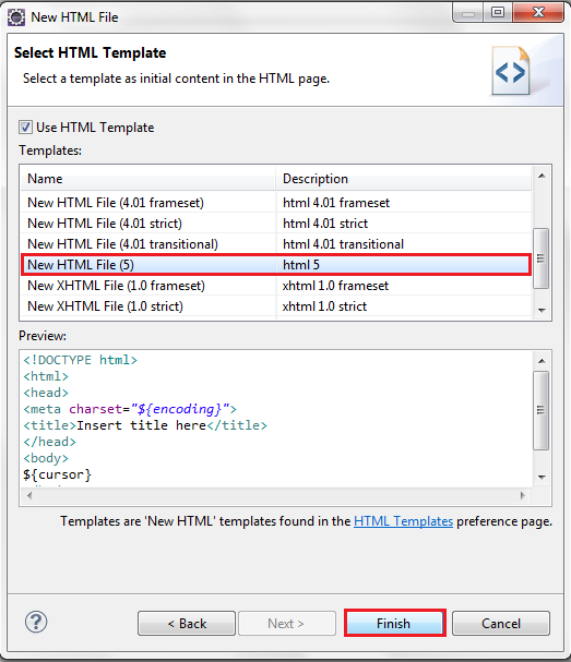 Set Properties to HTML5