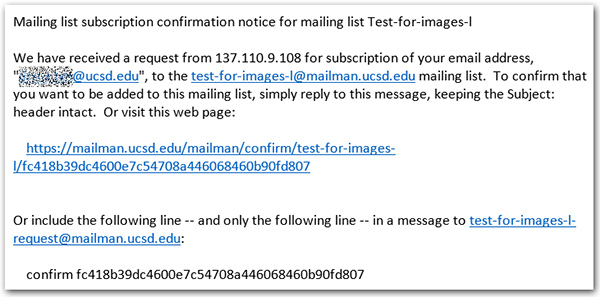 Confirmation email screen shot