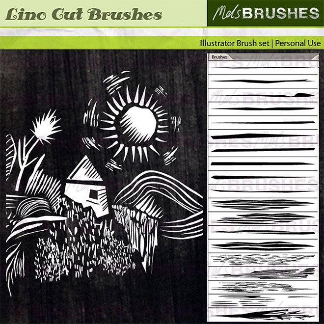 Free Lino Cut brushes for Illustrator