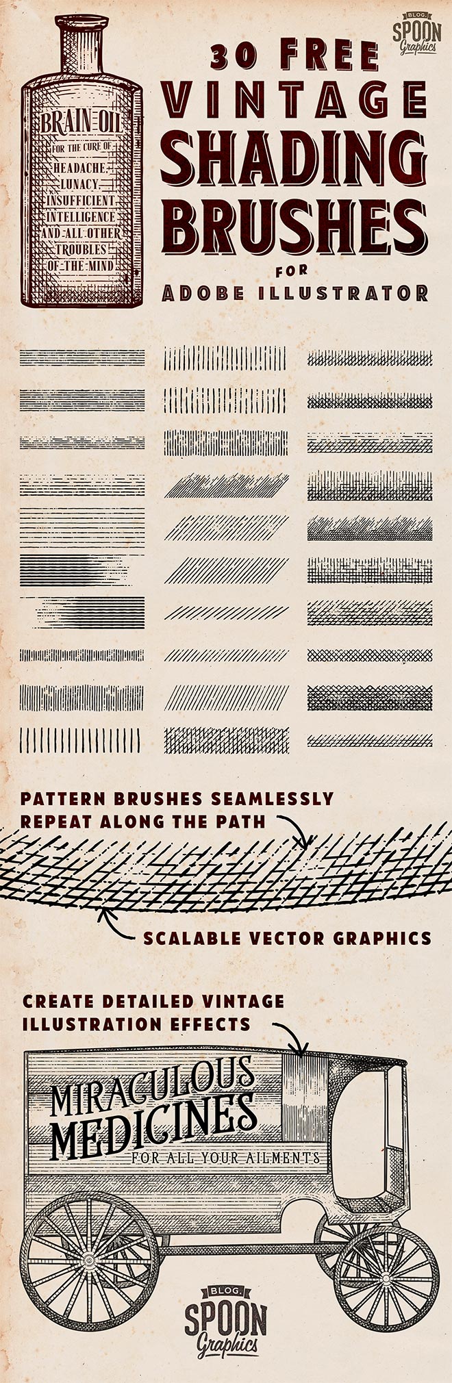 30 Free Vintage Shading Brushes for Adobe Illustrator