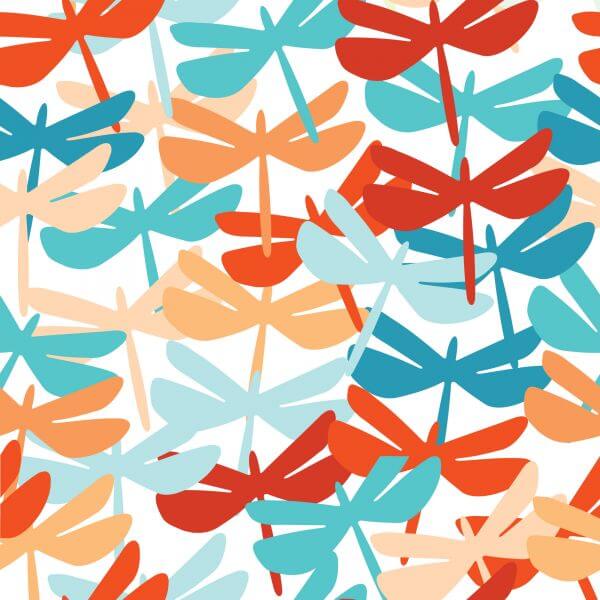 Summer seamless background with dragonfly. vector