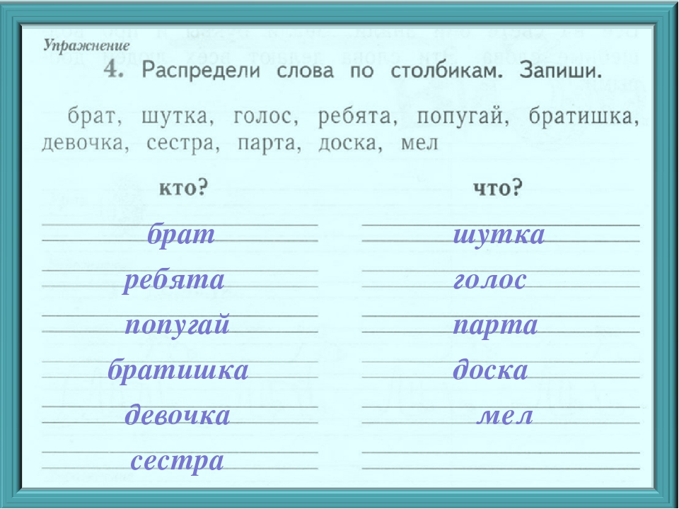 Слово пять отвечает на вопрос. Распредели слова по столбикам Запиш. Распределить по столбикам. Распредели слова по столбикам запиши. Распределить по столбикам и записать слово.