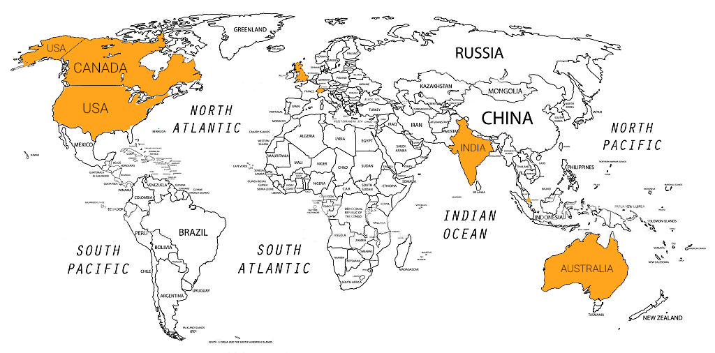 Все страны на контурной карте. Контурная карта с границами стран.