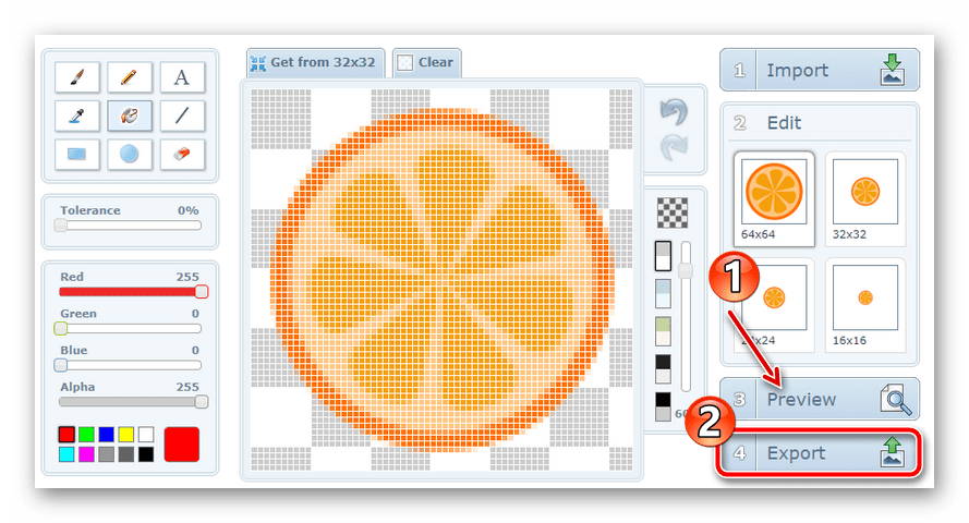 Интерфейс редактора X-Icon Editor