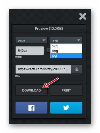 Окно экспорта SVG с сервиса Vectr