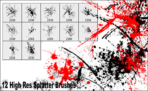 Кисти с брызгами (12 High-Res Splatter Brushes)