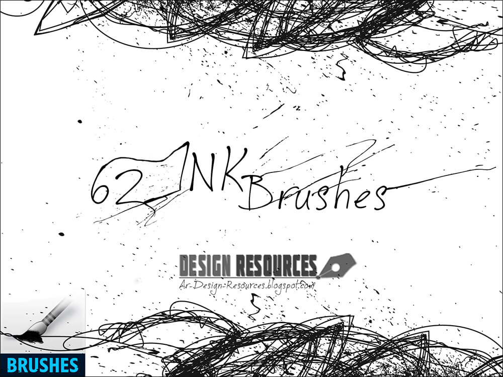Кисти для рисования мазков и клякс (62 Ink Brushes by Ar-Design Resources)