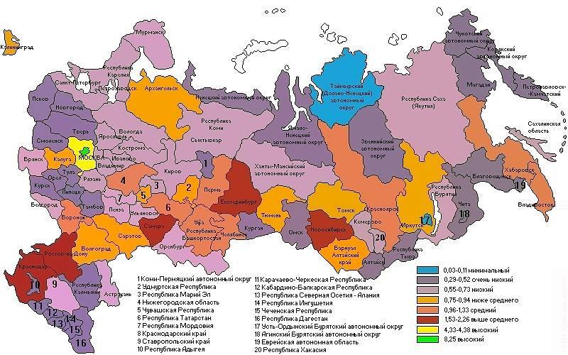 Карта россии для презентации powerpoint с возможностью выделения регионов