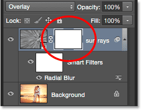 The layer mask thumbnail in the Layers panel. 