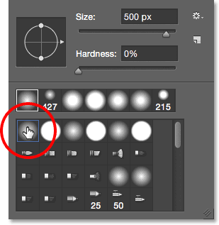 Choosing the soft round brush. 