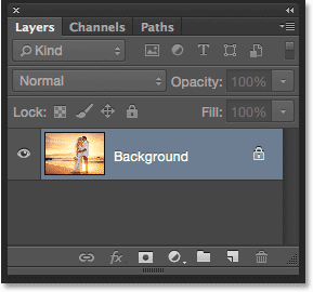 The Layers panel showing the photo on the Background layer.