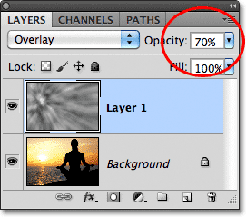 Photoshop layer opacity.