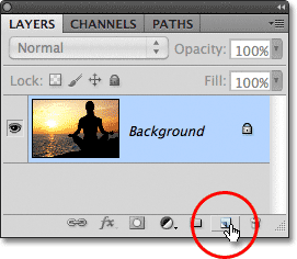 Clicking the New Layer icon in Photoshop.