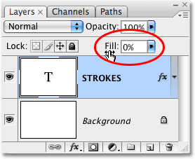 Lowering the Fill option in the Layers palette. Image © 2008 Photoshop Essentials.com