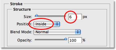 The Stroke layer style options in Photoshop. Image © 2008 Photoshop Essentials.com