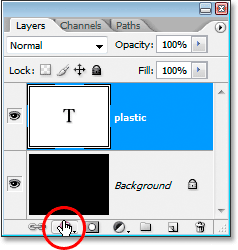 Adobe Photoshop Text Effects: Clicking the