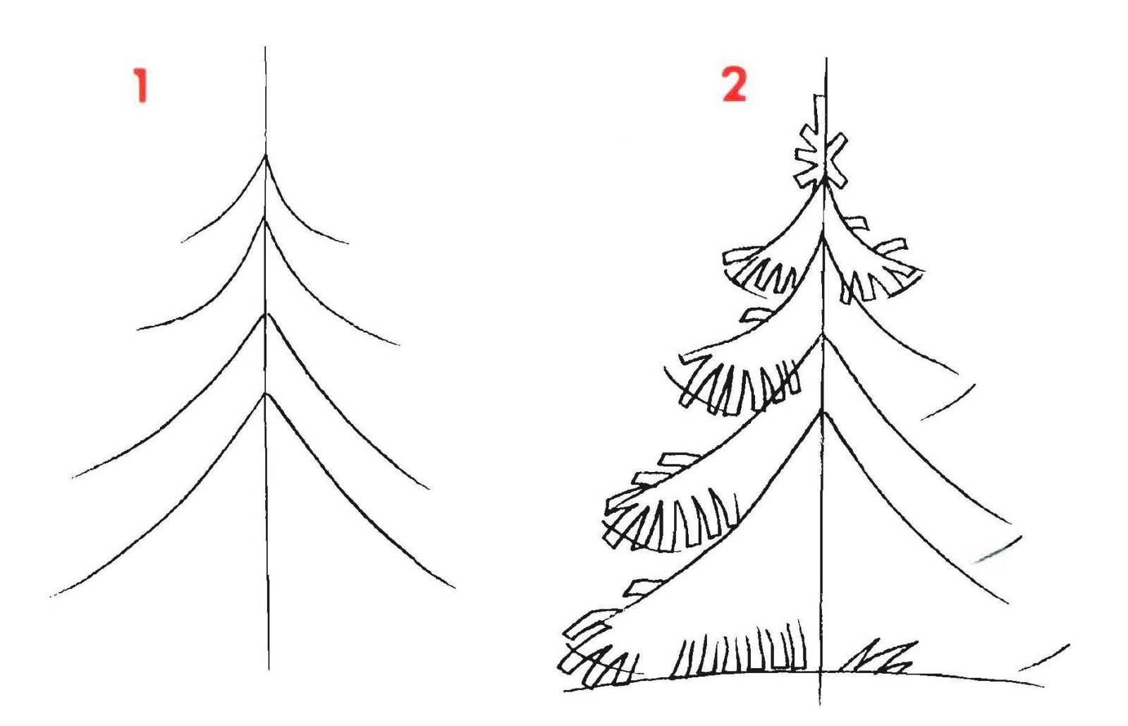 Как рисовать елку поэтапно