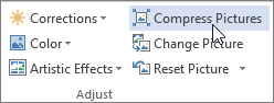 Compress Pictures button on the Picture Tools Format tab