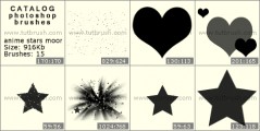 Anime hearts and stars - photoshop brush preview