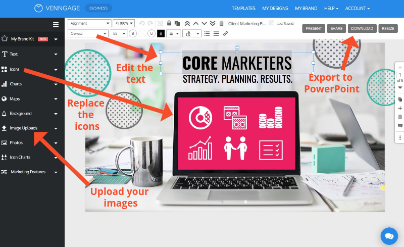 Venngage Presentation Export to PowerPoint