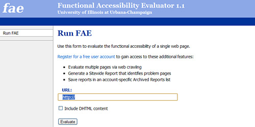 Перейти на Functional Accessibility Evaluator